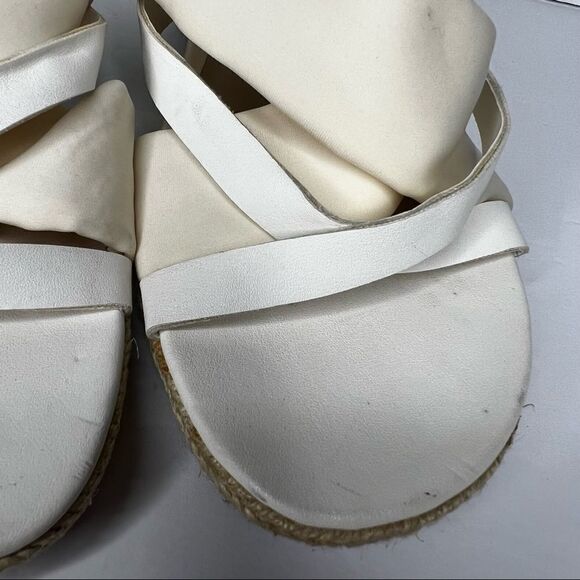 Dana Buchman Ivory/White Stretch Sandal Wedges With Jute Heel Women's Size 9.5 - Picture 9 of 9